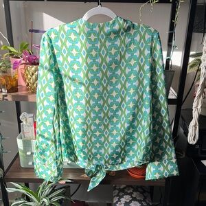 Mango Green & Teal Patterned Blouse
